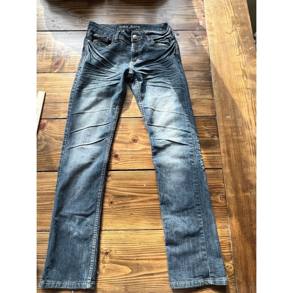 Suko Jeans Womens Size 6‎ Medium Wash Whiskered Bootcut Embroidered Flap Pocket